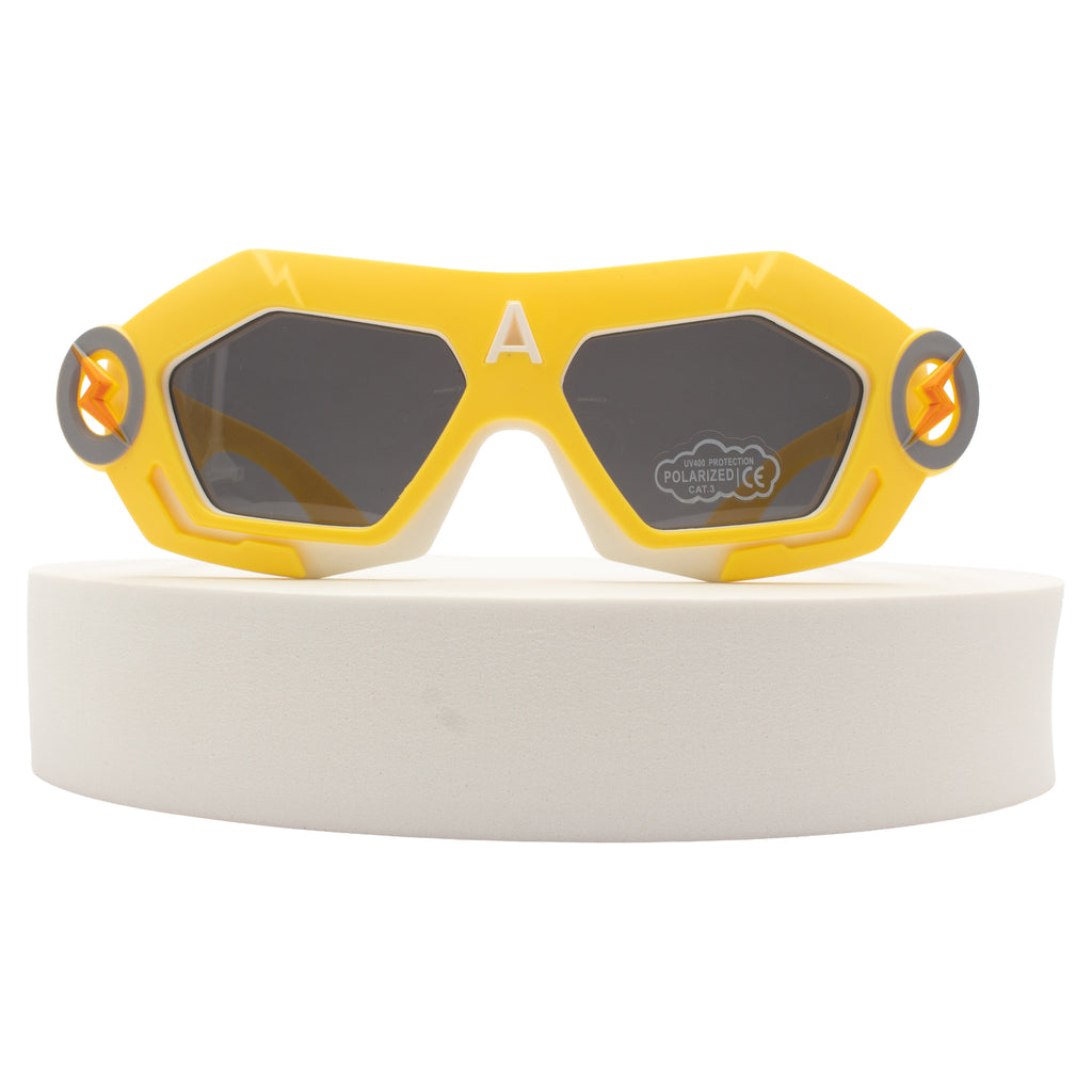 KJAR Kinder Superhero Geometric Polarized Sunglasses – Electric Yellow