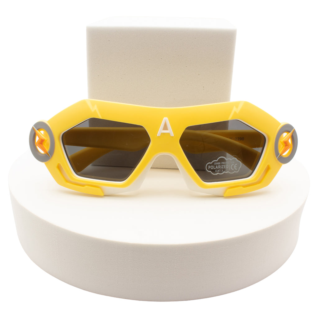 KJAR Kinder Superhero Geometric Polarized Sunglasses – Electric Yellow