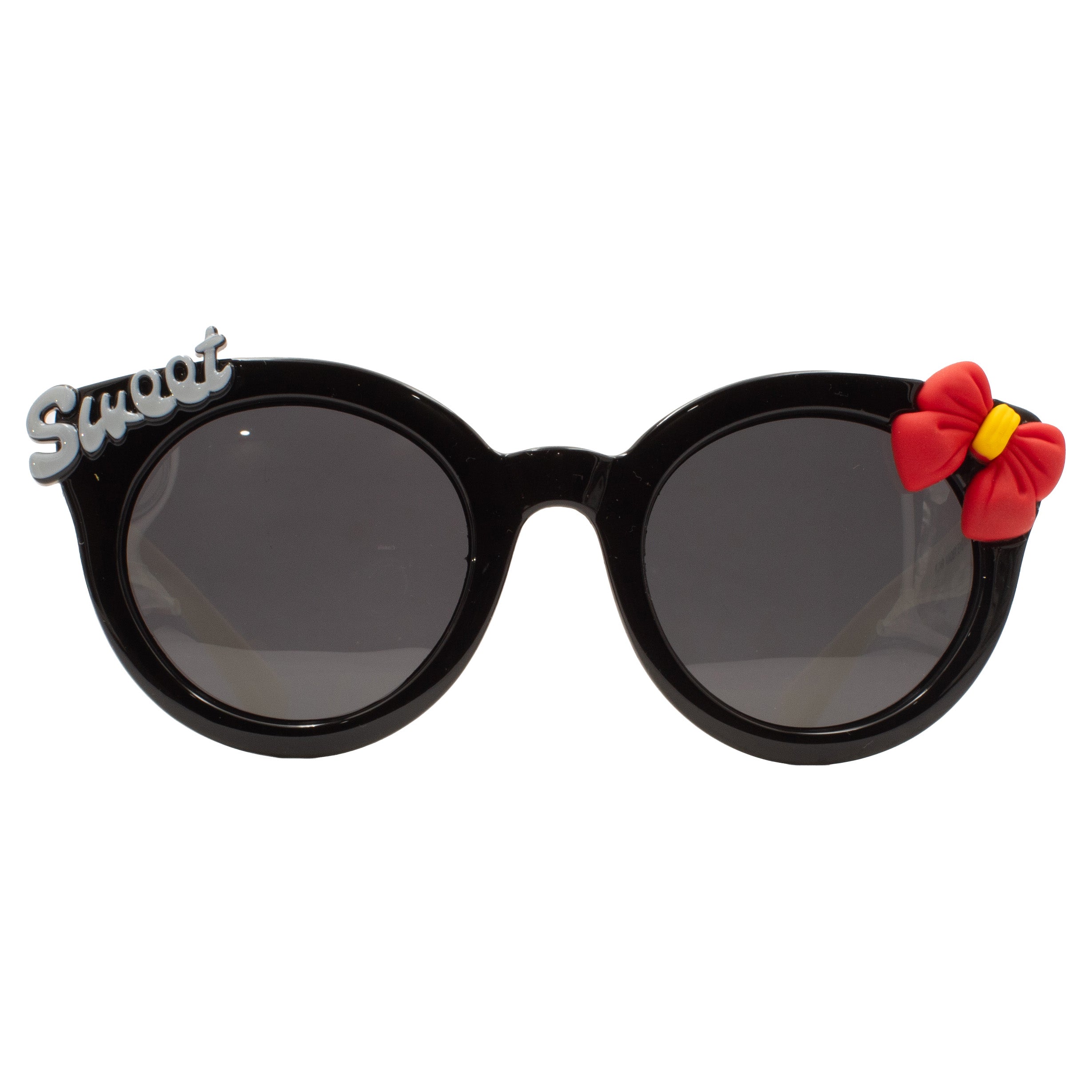 KJAR Kinder "Sweet" Red Bow Round Sunglasses – Classic Black