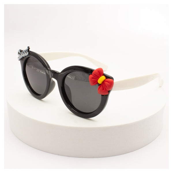KJAR Kinder "Sweet" Red Bow Round Sunglasses – Classic Black