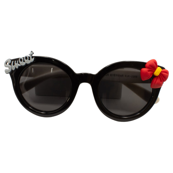 KJAR Kinder "Sweet" Red Bow Round Sunglasses – Classic Black